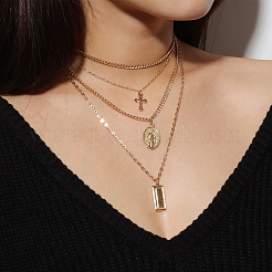 Collier à 4 rang de chaînes en alliage&nbsp;RELI-PW0001-034G