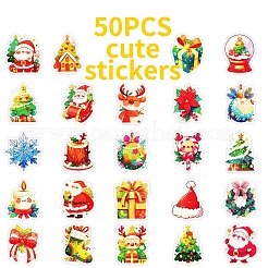 50 x Papieraufkleber mit Weihnachtsmotiv im Cartoon-Stil.&nbsp;DIY-P085-09