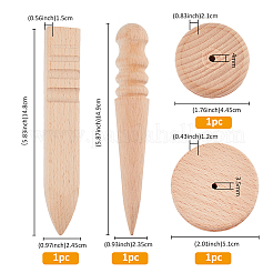 4 pièce 4 styles de brunissoir à bord en cuir et bois&nbsp;AJEW-FH0005-30