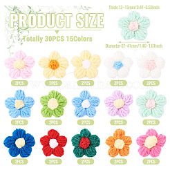 30 Stück 15 Farben handgemachtes Strick-Ornament-Zubehör aus Baumwolle&nbsp;DIY-TA0012-97