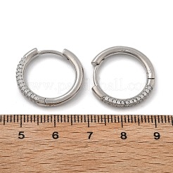 Orecchini a cerchio huggie in zirconi cubici micro pavè di ottone&nbsp;LS-EJEW-K083-36P-B