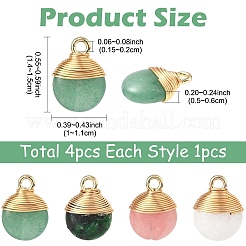 4 pièce 4 styles de breloques rondes plates en jade blanc naturel&nbsp;G-YW0002-63