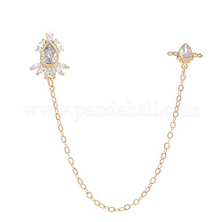 Cabochon in ottone, accessori per decorazioni per unghie, con zirconi trasparenti e catena portacavi, lacrima, oro, 110mm