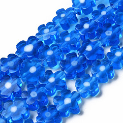 Handgemachte Millefiori-Glasperlen Stränge, Blume, Verdeck blau, 5.5~8x2.5 mm, Bohrung: 1 mm, ca. 64~67 Stk. / Strang, 15.75 Zoll ~ 16.34 Zoll (40~41.5 cm)
