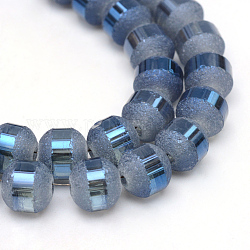Fili di perle di vetro placcato, smerigliato, arcobaleno placcato, tondo, Blue Marine, 10mm, Foro: 2 mm, circa 72pcs/filo, 28.3 pollice