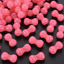 Perline acrilico jelly imitato, forme ossee, rosa caldo, 9x17.5x8.5mm, Foro: 1.8 mm, circa 600pcs/500g
