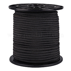 Cordons tressés en nylon de 50 m, ronde, noir, 6mm, environ 54.68 yards (50 m)/rouleau