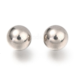 201 perline in acciaio inossidabile, Senza Buco / undrilled, round solido, colore acciaio inossidabile, 9mm
