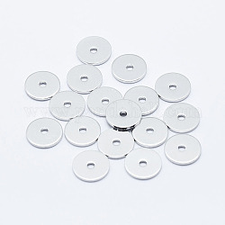 Brass Spacer Beads, Long-Lasting Plated, Nickel Free, Flat Round, Real Platinum Plated, 10x1mm, Hole: 1.4mm