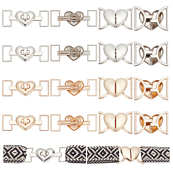 Wadorn 16 pièces 4 styles boucle en forme de coeur en alliage, boucle de ceinture, pour coudre manteau doudoune sacs vêtement décoration, couleur mixte, 24~32x43~66x7~11.5mm, Trou: 20~24x8~10mm, 4 pièces / style
