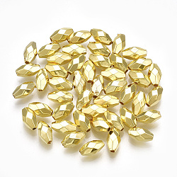 Ccb Kunststoff-Perlen, facettiert, Oval, Licht Gold, 7x4x3.5 mm, Bohrung: 1 mm, ca. 9340 Stk. / 500 g