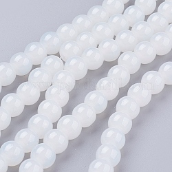 Chapelets de perles en verre imitation jade, peint à la bombe, ronde, fumée blanche, 8mm, Trou: 1.3~1.6mm, Environ 100 pcs/chapelet, 31.4 pouce