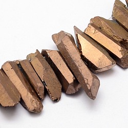 Galvani natürlichen Quarz Perlenstränge, Nuggets, gefärbt, dunkel Goldrute, 16~36x5~8x5~8 mm, Bohrung: 1.5 mm, ca. 15 Stk. / Strang, 4 Zoll