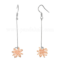 SHEGRACE Alloy Dangle Earrings, with Acrylic and 925 Sterling Silver Earring Hooks, Flower, Brown, 56.5mm