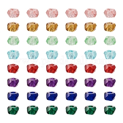 Pandahall 120pcs 8 colores perlas de resina transparente, Abalorios de grande agujero, facetados, polígono, color mezclado, 13x13x8mm, agujero: 5.5 mm, 15 piezas / color