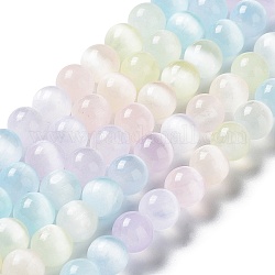 Fili di perline di selenite naturale, tinto, perline rotonde color macaron, 8mm, Foro: 1 mm, circa 48pcs/filo, 15.43'' (39.2 cm)