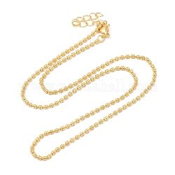 Collar de cadena de bolas de latón chapado en estante para mujer, sin plomo y el cadmio, real 18k chapado en oro, 17.83 pulgada (45.3 cm)