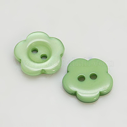 Resin Buttons, Dyed, Flower, Dark Sea Green, 15x3mm, Hole: 1mm