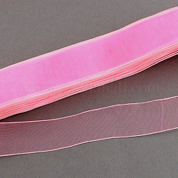 Con esperanza del cáncer de mama conciencia cinta rosada materias para hacer el lazo de organza, color de rosa caliente, 3/8 pulgada (10 mm), aproximamente 100yards / paquete (91.44m / paquete)