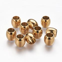 Smooth 304 Stainless Steel Beads, Ion Plating (IP), Golden, 11x10mm, Hole: 6mm