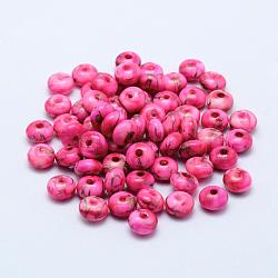 Abalorios de acrílico, aerosol pintado, tambor, de color rosa oscuro, 8x4.5mm, Agujero: 1 mm, aproximamente 2900 unidades / 500 g
