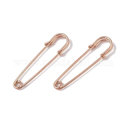 Ion Plating(IP) 304 Stainless Steel Safety Pins Brooch Findings, Kilt Pins for Lapel Pin Making, Rose Gold, 50.5x14x5.5mm