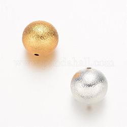 Perles en laiton mat rond, couleur mixte, 14mm, Trou: 2mm