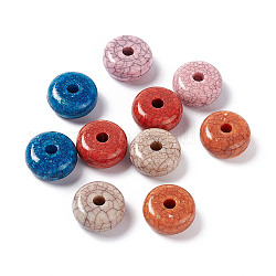 Perles acryliques opaques craquelées, turquoise d'imitation, rondelle, couleur mixte, 24.5x11.5mm, Trou: 6mm, environ 100 pcs/500 g