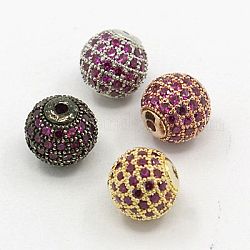 Perline in ottone zirconi, tondo, colore misto, 10mm, Foro: 1.5 mm