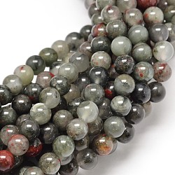 Natürlichen Blutstein Perlen Stränge, Heliotrop-Steinperlen, Runde, 12 mm, Bohrung: 1 mm, ca. 32 Stk. / Strang, 15.5 Zoll
