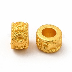 Abalorios europeos de aleación chapado en rack, Abalorios de grande agujero, columna, color dorado mate, 8x5.3mm, agujero: 4.3 mm, aptos para 1.2 mm de diamante de imitación