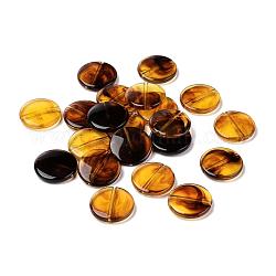 Perles acryliques, ambre d'imitation, plat rond, orange, 21x5mm, Trou: 1.5mm