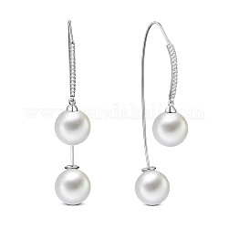 SHEGRACE Rhodium Plated 925 Sterling Silver Earrings, with Shell Pearl, Platinum, 54mm