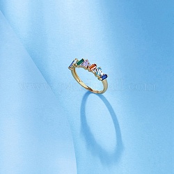 925 Sterling Silber Fingerringe, Bunter Zirkonia-Ring für Damen, mit 925 Stempel, echtes 18k vergoldet, uns Größe 6 (16.5mm)