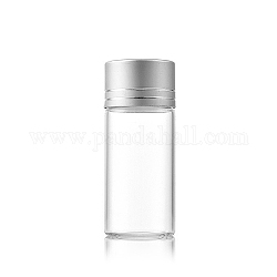 Bouteilles en verre transparent conteneurs de perles, tubes de stockage de billes à vis avec capuchon en aluminium, colonne, couleur d'argent, 2.2x5 cm, capacité: 10 ml (0.34 oz liq.)