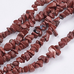 Natürliche rote Jaspis Perle Stränge, Chip, Schamottestein, 4~10x4~6x2~4 mm, Bohrung: 1 mm, ca. 320 Stk. / Strang, 35.4 Zoll