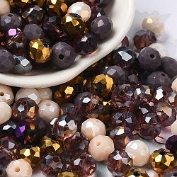 Glass Beads, Faceted, Rondelle, Purple, 8x6mm, Hole: 1mm, about 1210pcs/500g