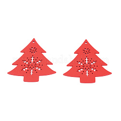 Grandes colgantes de madera pintada con spray con tema navideño, colgante de árbol de navidad con copo de nieve hueco, rojo, 73x67x2mm, agujero: 3 mm