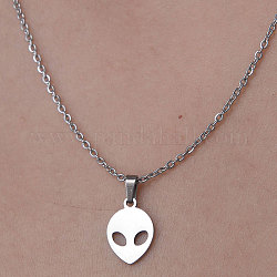 201 Stainless Steel Alien Pendant Necklace, Stainless Steel Color, 17.72 inch(45cm)
