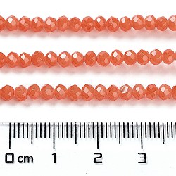 Baking Painted Imitation Jade Glass Bead Strands, Faceted Rondelle, Tomato, 3x2mm, Hole: 0.8mm, about 158pcs/strand, 14.76''(37.5cm)