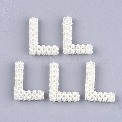 Handmade ABS Plastic Imitation Pearl Woven Beads, Letter, Letter.L, 32~33x24x7~8mm