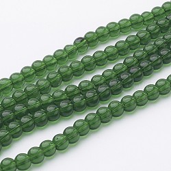 Glass Beads Strands, Round, Green, about 6mm in diameter, hole: 1mm, about 50pcs/strand, 13 inch