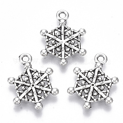 Tibetan Style Alloy Pendants, Lead Free & Cadmium Free, Snowflake, Antique Silver, 20x15x2mm, Hole: 1.6mm, about 500pcs/500g