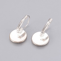 Brass Leverback Earring Findings, Lead Free and Cadmium Free, Silver Color Plated, 25~27x16mm, Tray: 14mm