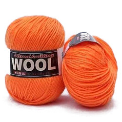 Polyester & Wool Yarn for Sweater Hat, 4-Strands Wool Threads for Knitting Crochet Supplies, Orange, about 100g/roll