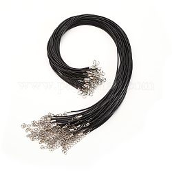 Incerato making collana cavo, con chiusura in ferro color platino e catena di estensione, nero, 17.72 pollice (450 mm)