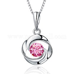 Ожерелье из стерлингового серебра, со стеклянными кабошонами , сердце, розовые, платина