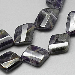 Natural Amethyst Beads Strands, Faceted, Rhombus, 21~24x15~18x6~9mm, Hole: 1.5mm, about 18pcs/strand, 15.7 inch