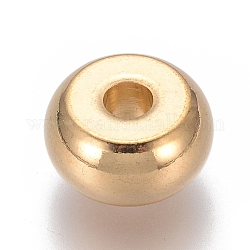 304 Edelstahlkugeln, Ionenbeschichtung (ip), Rondell, golden, 10x5 mm, Bohrung: 2.5 mm