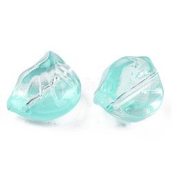 Perlas de vidrio pintado en aerosol transparente, albóndigas, turquesa, 10x13x9mm, agujero: 1.2 mm